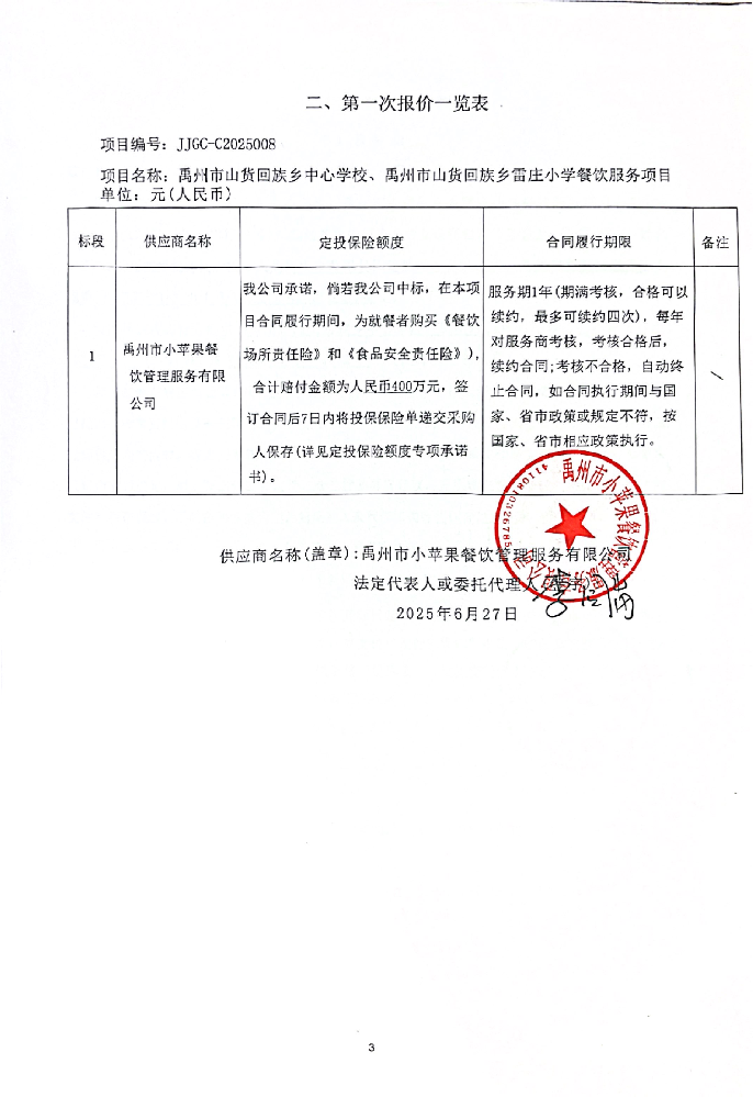 禹州市山貨回族鄉(xiāng)中心學(xué)校、禹州市山貨回族鄉(xiāng)雷莊小學(xué)餐飲服務(wù)項(xiàng)目  成交公告